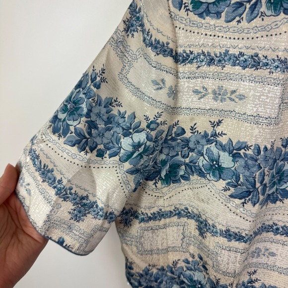 Adrianna Papell VTG 100% Silk Floral‎ Jacket Size 14 Button Front Elegant Formal - Picture 2 of 9